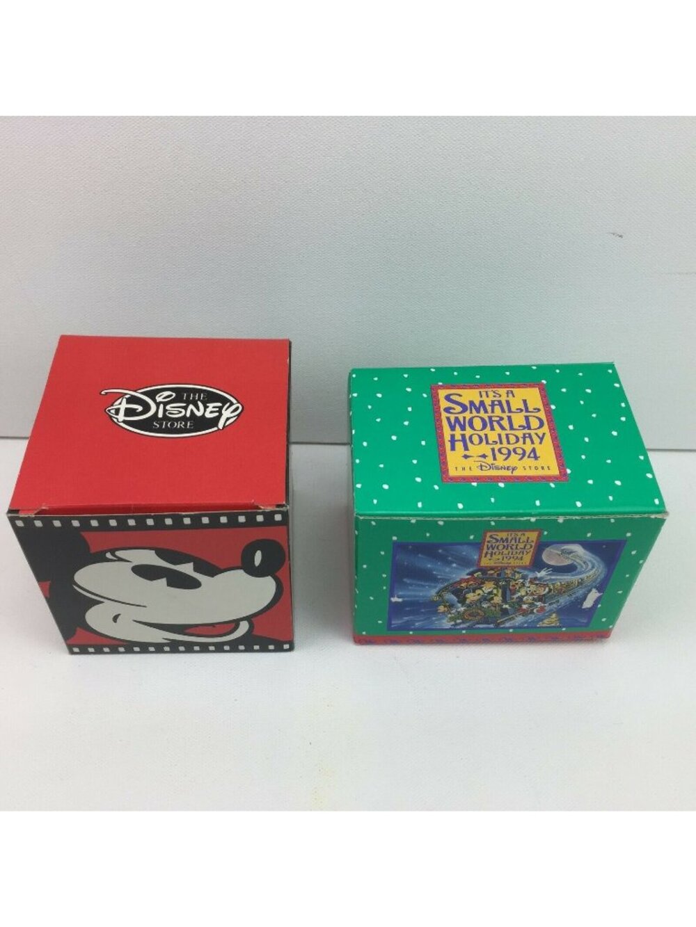 Vintage The Disney Store It's A Small World Holiday 1994 Cube Gift Boxes